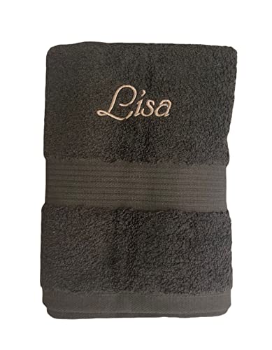 KringsFashion PREMIUM Handtuch 50 x 100 cm - Namen nach Wunsch individuell anpassbar - Hochwertig Bestickt - Farbe mokka - 100 % Baumwolle von Krings Fashion