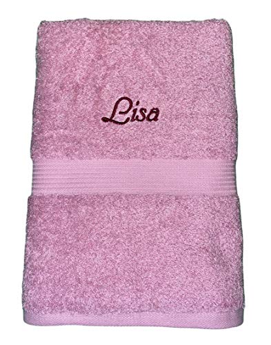 Krings Fashion Duschtuch 70 x 140 cm - Namen nach Wunsch auswählbar - Hochwertig Besticktes Handtuch - 100% Baumwolle - Einzigartiges Design - Altrosa-Stickfarbe wählbar von Krings Fashion