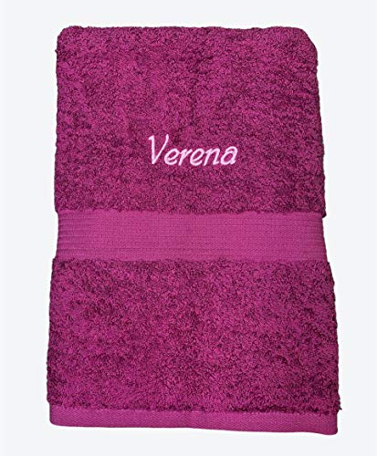 Krings Fashion Premium Duschtuch 70 x 140 cm - Namen nach Wunsch auswählbar - Hochwertig Besticktes Handtuch - 100% Baumwolle - Einzigartiges Design - Cyclam-Stickfarbe wählbar von Krings Fashion