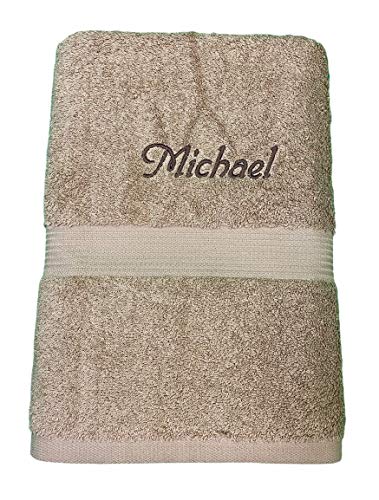 Krings Fashion Duschtuch 70 x 140 cm - Namen nach Wunsch auswählbar - Hochwertig Besticktes Handtuch - 100% Baumwolle - Einzigartiges Design - Marone - Stickfarbe wählbar von Krings Fashion