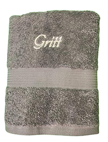 Krings Fashion Duschtuch 70 x 140 cm - Namen nach Wunsch auswählbar - Hochwertig Besticktes Handtuch - 100% Baumwolle - Einzigartiges Design - anthrazit-Stickfarbe wählbar von Krings Fashion