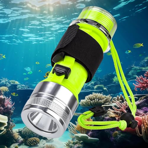 Kriogor Tauch Taschenlampe, 1500LM LED IPX8 Wasserdicht Unterwassersport Tauchgang Tauchlampe LED mit Akku, 3 Modi für Tauchen mit Handschlaufe(Silber) von Kriogor