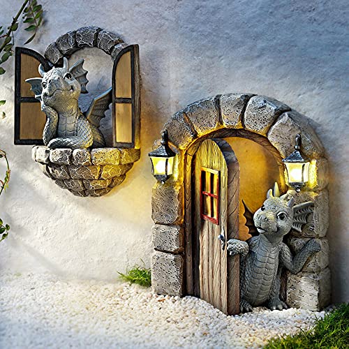 Kriosey—Accessories Schöne Hof Drachenskulptur Gartendrachen Figuren Deko Tierfigur Gartenstatue Dekorative Handarbeit Ornament Polyresin Wetterfest Garten Drachen Figuren von Kriosey—Accessories