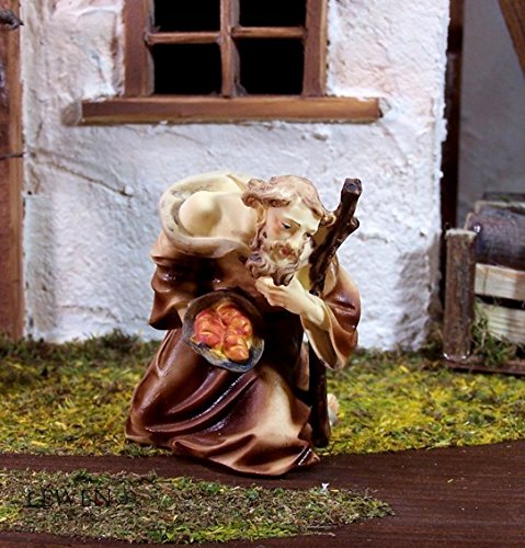Schäfer kniend mit Brotkorb aus Polyresin, für 11 cm Krippenfiguren von Krippenbau-Lewen