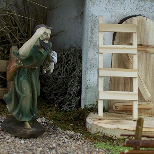 Krippenbau-Lewen Leiter aus Holz. Natur, braun oder grau. Länge 10 cm. Eigene Herstellung., Holzleiter 10x4 cm.:Leiter Natur W1022 von Krippenbau-Lewen