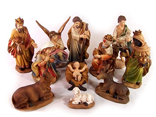 Krippenfiguren Set aus Polyresin, handbemalt. Markuskrippe. 11 TLG. 11 cm. von Krippenbau-Lewen