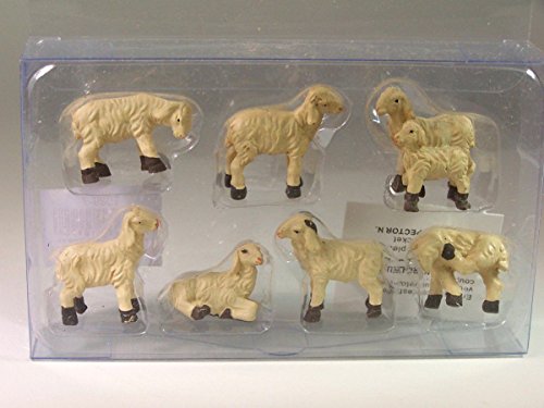 Krippentiere weiße Schafe 7-TLG. Aus Polyresin, 2,7 cm, für Weihnachtskrippe von Krippenbau-Lewen