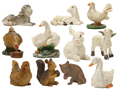 Schafe und Hoftiere aus Polyresin, handbemalt 11-TLG. zu 7-9 cm Krippenfiguren von Krippenbau-Lewen