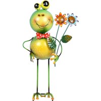 Gartenfigur Frosch Franz "Blume" Ca. 42 cm - Gartendekoration von Krippenursel