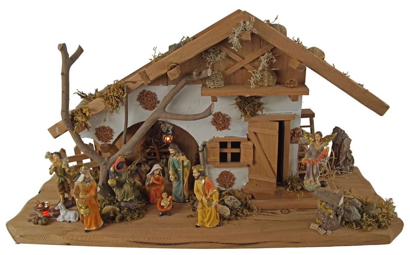 Krippenursel Krippe Weihnachtskrippe Basel inkl. 12-tlg. Figurensatz K 650-9 (12-tlg), Handbemalte Figuren, handbearbeitet Weihnachtskrippe von Krippenursel