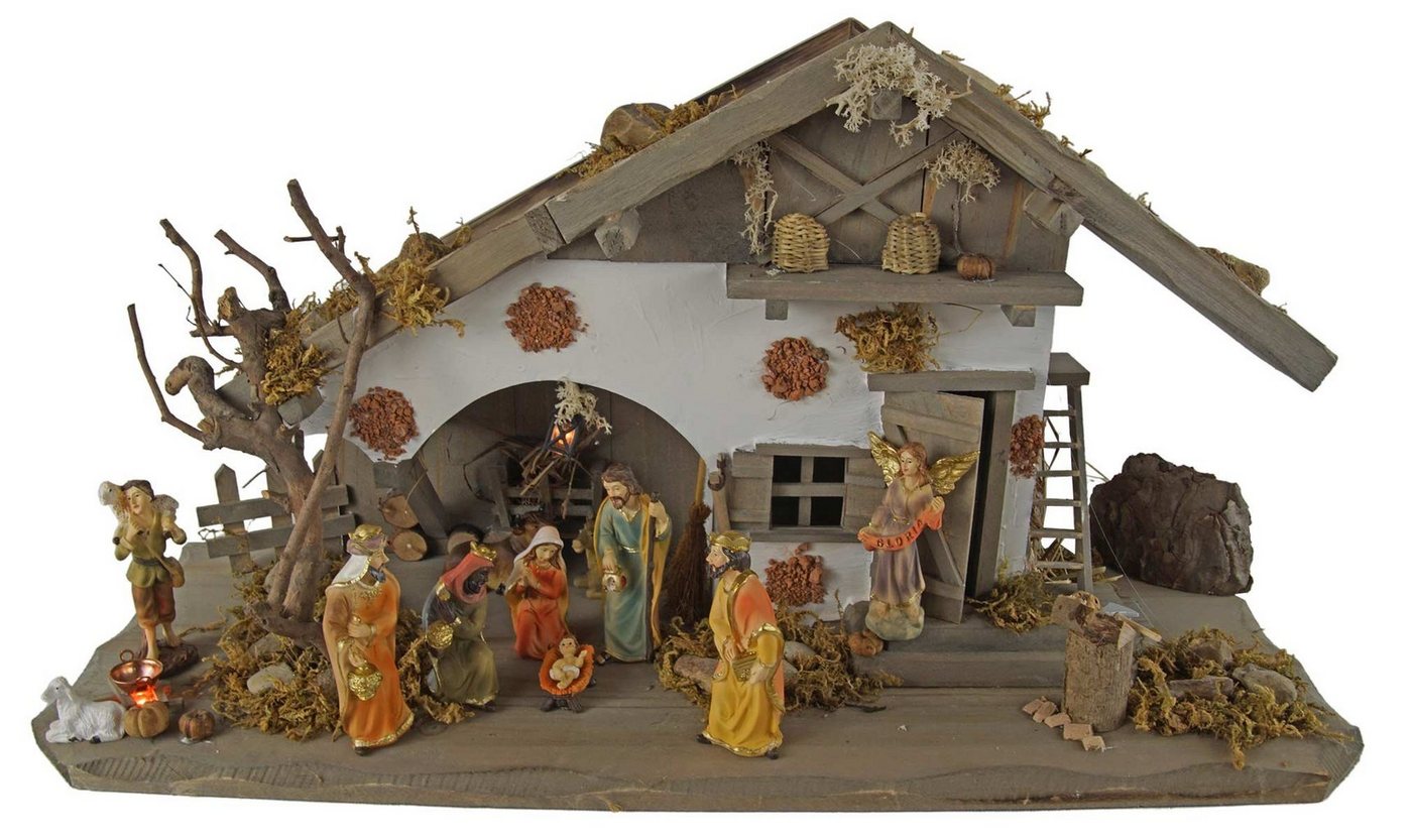 Krippenursel Krippe Weihnachtskrippe Basel inkl. 12-tlg. Figurensatz K 650-9 (12-tlg), Handbemalte Figuren, handbearbeitet Weihnachtskrippe von Krippenursel