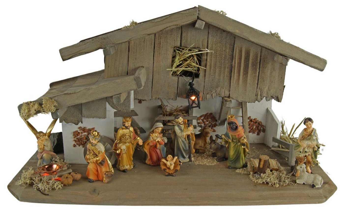 Krippenursel Krippe Weihnachtskrippe Eismannsberg inkl. 12-tlg. Figurensatz K 181 (12-tlg), Handarbeit aus Holz,Moos,Heu,Krippenputz von Krippenursel