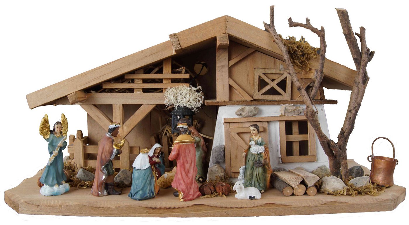 Krippenursel Krippe Weihnachtskrippe Gersdorf inkl. 11-tlg. Figurensatz K 111 (11-tlg), Handbemalte Figuren von Krippenursel