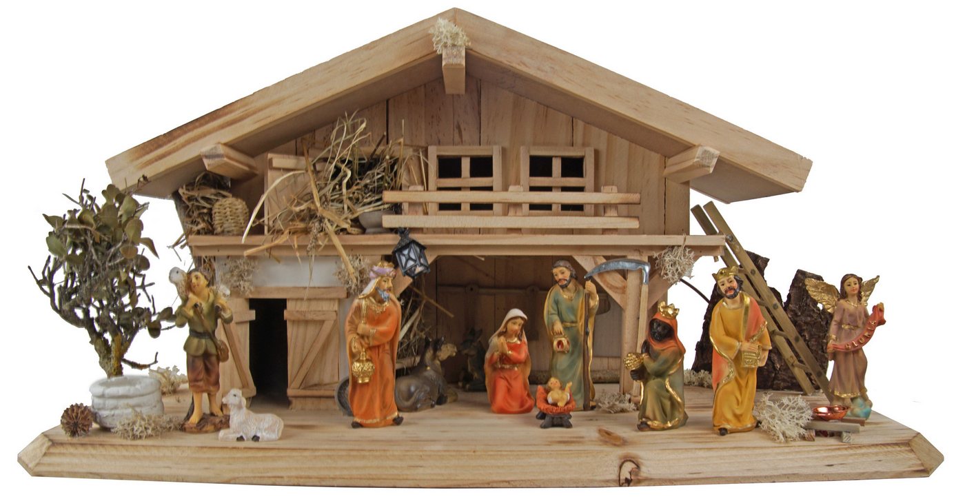 Krippenursel Krippe Weihnachtskrippe Roth inkl. Figurensatz K 650-9 (13-tlg), Krippe ist handgefertigt von Krippenursel