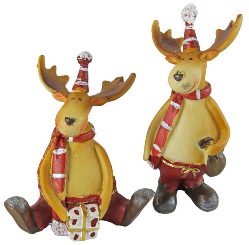 Posiwio Weihnachtsfigur 2er Set Niedlicher Elch Geschenk (Set), freundlich fröhliches Design von Posiwio