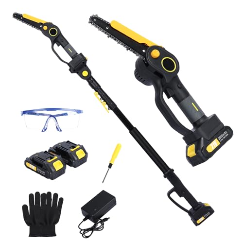 2-in-1 Akku-Kettensäge, Mini-Kettensäge, bürstenlose Elektro-Kettensäge mit*21V 2.0Ah Li-Ion Akku, 6" Schnittkapazität, 16Ft Reichweite Säge für Baumbeschneidung Holz (black) von Kripyery