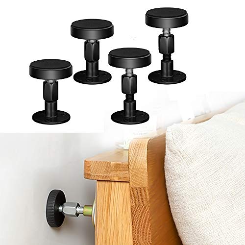 Krisler schwarz verstellbares Bettrahmen-Anti-Shake-Werkzeug, Tool, Kopfteil Stopper, Nachttisch-Schüttel-Werkzeug für Betten, Schränke, Sofas, 4 Stück, 30-68 Mm (Schwarz) von Krisler