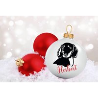 Weihnachtskugel Dackel - Personalisiert Mit Name 8cm Oder 10cm- Dein Unikat Dein Perfektes Geschenk von KrissisBastelstore