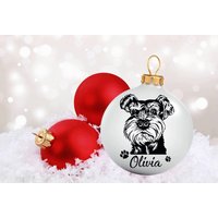 Weihnachtskugel Schnauzer - Personalisiert Mit Name 8cm Oder 10cm- Dein Unikat Dein Perfektes Geschenk von KrissisBastelstore