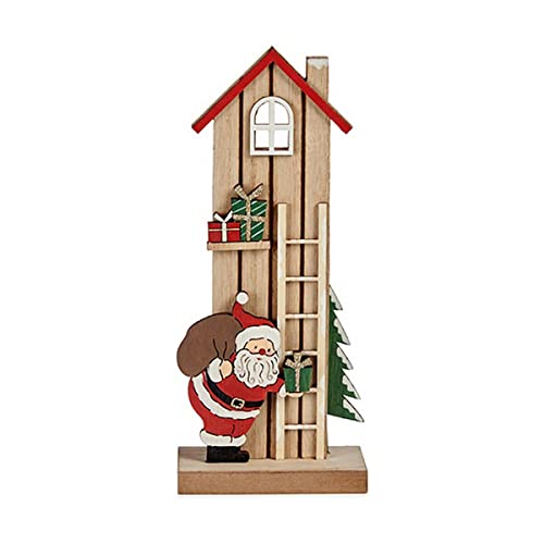 Krist+ Dekofigur Haus Weihnachtsmann Braun Rot Grün Holz 5 x 24 x 10 cm von Krist+