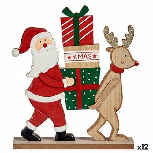 Krist+ Dekofigur Weihnachtsmann Rentier Braun Rot Grün Holz 5 x 26 x 22 cm (12 Stück) von Krist+