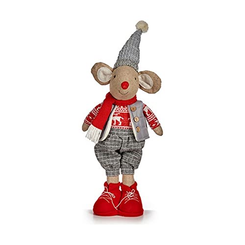 Krist+ Dekorative Figur Maus Weihnachten 48 cm Weiß Rot Grau Creme von Krist+