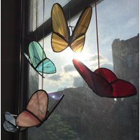 Handgefertigte Glasmalerei Schmetterling Ornamente Von Krista von KristaStainedGlass