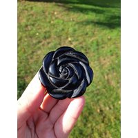 B-Ware Obsidian Rose B | Schwarzer Schnitzerei Carving Edelstein Kristall Blume Kristallblume Edelsteinrose Kristallrose von KristallLiebeCo
