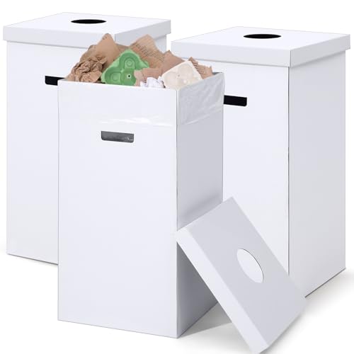 Kritkin Einweg-Mülleimer aus Wellpappe mit Deckel, Einweg-Mülleimer aus Wellpappe, Recycling-Mülleimer mit Müllbeuteln, weiße Müllboxen für Partys, Veranstaltungen, 3 Stück Kritkin Einweg-Mülleimer aus Wellpappe mit Deckel, Einweg-Mülleimer aus Wellpappe, Recycling-Mülleimer mit Müllbeuteln, weiße Müllboxen für Partys, Veranstaltungen, 3 Stück von Kritkin