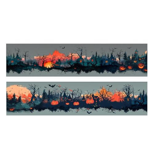 Krmoau Bastelklebeband,Bunte Dekorative Klebebänder Halloween Streifen - Gothic Festliche Rollen Aufkleber zum Verpacken Feiertage Bastelprojekte Kreativ Tagebuch von Krmoau