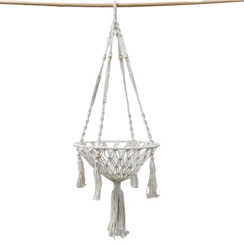 Krmoau Katzen Hängematte - Makramee Hängesessel Im Boho Stil | Geflochtener Baumwollseil Schlafkorb Kletterplatz Schreibtisch Nachttisch Fensterbank Außenbereich von Krmoau