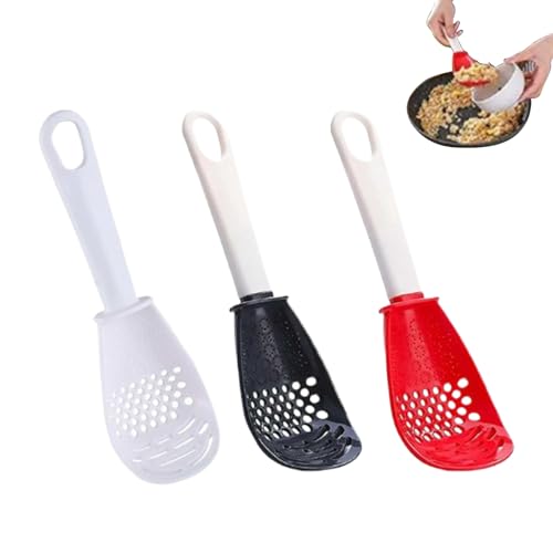Krmoau Kochlöffel,3er Set Vielseitige Küchenlöffel zum Kochen | Praktischer Eigelbseparator & Handknoblauchreibe Geschenkidee für Nachbarn, Kollegen, Freunde & Familie von Krmoau