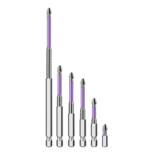 Krmoau Magnetische Bohrerbits | 6-teilig Schockfeste Bits-Spitzen,Stoßfeste Bohrer Für Bau KFZ Sanitär Elektro Metallbearbeitung Wartung Möbel Dachmontage von Krmoau