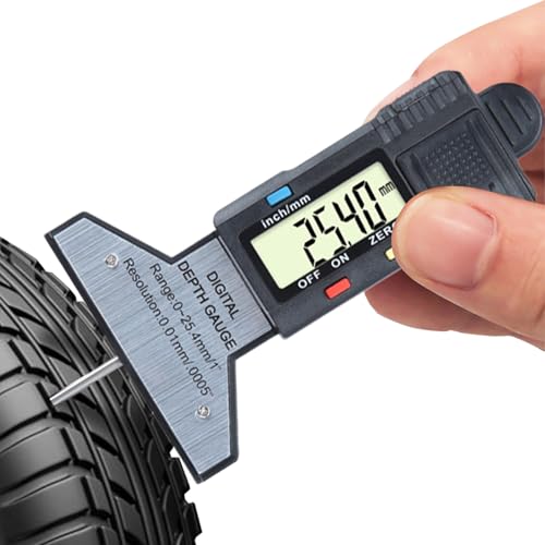 Krmoau Reifenmessertiefe, Reifentiefenmessgeräte | Reifenmessertiefe Digital - LCD-Display-Verschleißprüfung mit Inch MM-Umwandlung 0-25,4 mm Reichweite Messwerkzeug für Treiber Krmoau Reifenmessertiefe, Reifentiefenmessgeräte | Reifenmessertiefe Digital - LCD-Display-Verschleißprüfung mit Inch MM-Umwandlung 0-25,4 mm Reichweite Messwerkzeug für Treiber von Krmoau