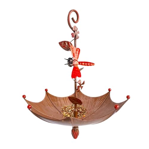 Krmoau Vogelfutterhäuschen für Outdoors, Vogelhäuschen,Hangable Hummingbird Food Tably - Regenschirmförmiger Vogelhäuschen mit abnehmbarem Tablett für Garten und Garten von Krmoau