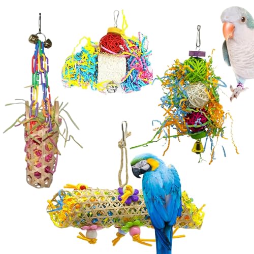 Krmoau Vogels Spielzeug Zum Zerfetzen,4 Stück Sittich Futter Spielzeug - Kauspiel Set Für Täglichen Käfigtag Unzertrennliche Sittiche Sitzstangen Kletterstangen Krmoau Vogels Spielzeug Zum Zerfetzen,4 Stück Sittich Futter Spielzeug - Kauspiel Set Für Täglichen Käfigtag Unzertrennliche Sittiche Sitzstangen Kletterstangen von Krmoau