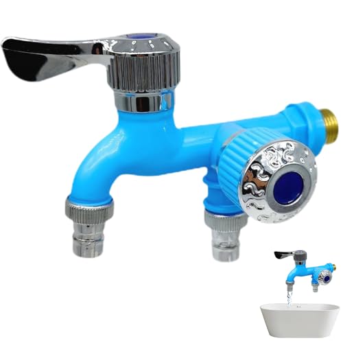 Krmoau Waschmaschine Wasserhahn | Wasserumstellung -Control-Hahn | Wasserumstell-Waschtischarmatur Gute Dichtleistung, Doppelgriffhahn mit 2 unabhängigen Schaltern für Küchengartenbalkon von Krmoau