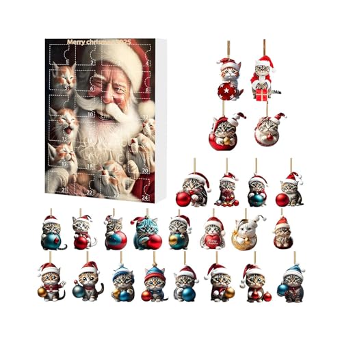 Krmoau Weihnachts Adventsspielzeug 2025, 24 Tage Katzen Countdown Kalender Mit 2D-Acrylanhänger, Süßer Weihnachtsanhänger Für Ehefrau, Schwester, Freundin, Kind Krmoau Weihnachts Adventsspielzeug 2025, 24 Tage Katzen Countdown Kalender Mit 2D-Acrylanhänger, Süßer Weihnachtsanhänger Für Ehefrau, Schwester, Freundin, Kind von Krmoau