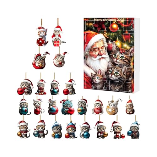 Krmoau Weihnachts Adventsspielzeug 2025, 24 Tage Katzen Countdown Kalender Mit 2D-Acrylanhänger, Süßer Weihnachtsanhänger Für Ehefrau, Schwester, Freundin, Kind Krmoau Weihnachts Adventsspielzeug 2025, 24 Tage Katzen Countdown Kalender Mit 2D-Acrylanhänger, Süßer Weihnachtsanhänger Für Ehefrau, Schwester, Freundin, Kind von Krmoau