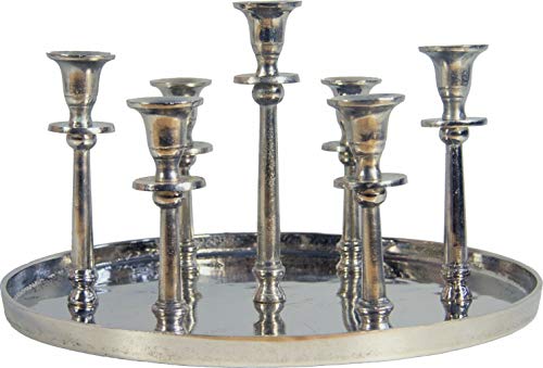 Krömer Alu Leuchter 7 erTablett Silber Antik Kerzentablett Modern von Krömer