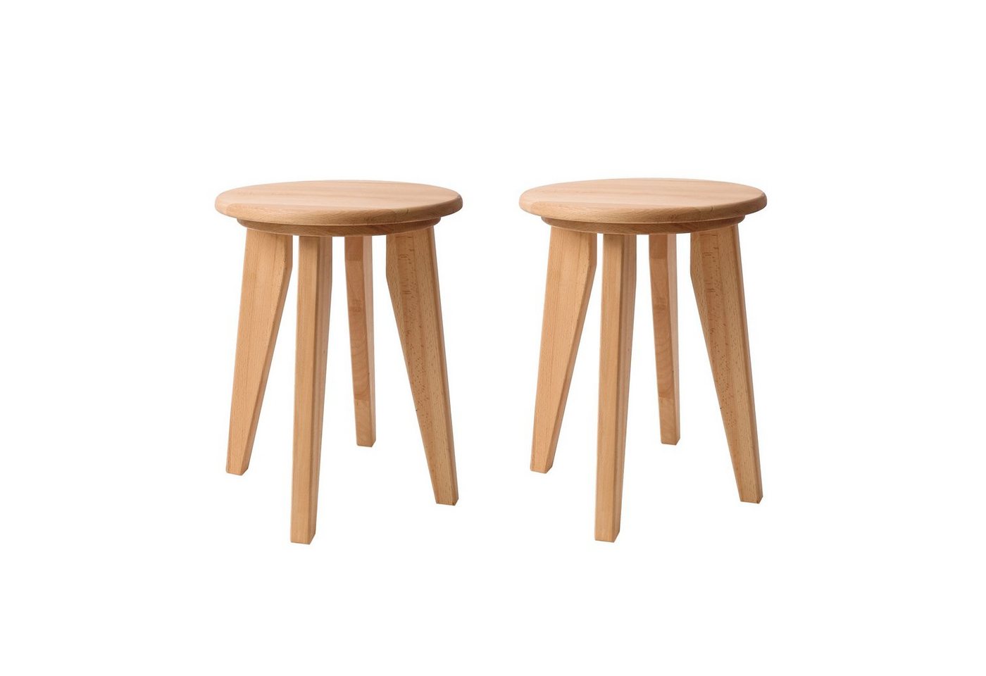 Krok Wood Hocker 2x Hocker Dresden aus Massivholz in Buche (Set) von Krok Wood