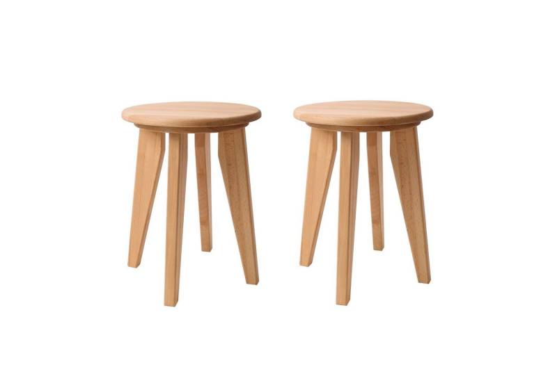 Krok Wood Hocker 2x Hocker Dresden aus Massivholz in Buche (Set) von Krok Wood
