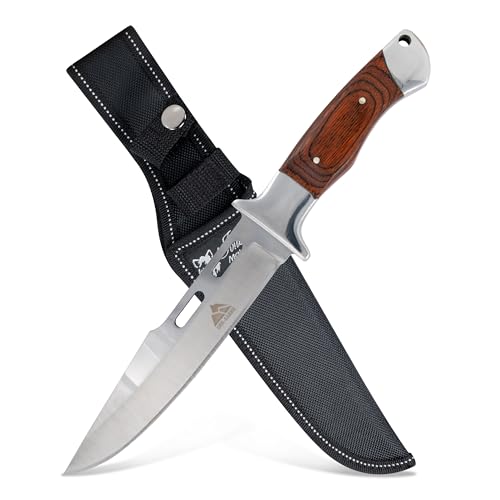 by GER-SABER Jagdmesser festehende Drop-Point-Klinge inkl. Gürtelholster 30cm Einhandmes/ser - Outdoor Messer für jedes Abenteuer, Survival Bowiemesser für Camping, Jagd, Wandern und mehr (A02) von Krollmann