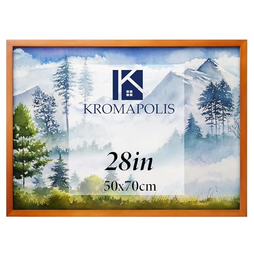 Kromapolis Tiefer Bilderrahmen 50 x 70 cm Natürlicher | Bilderrahmen aus Holz für 28in (50.6 x 70.8 cm) Bilder | Hochwertiger Holzbilderrahmen | Poster-Rahmen aus Echtholz von Kromapolis