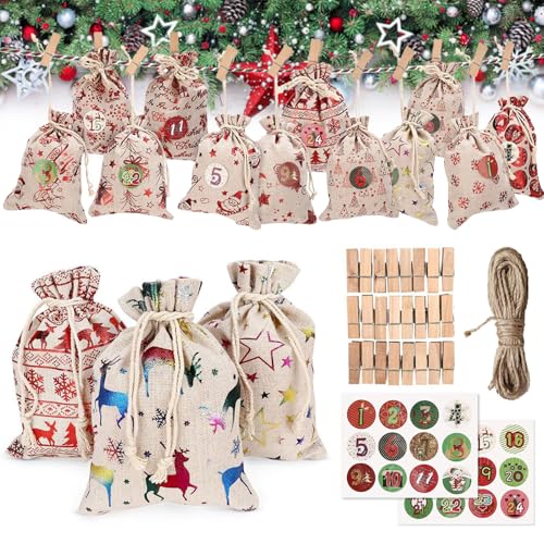 Adventskalender-Set für Weihnachten, 24 Tage DIY Glitzer Tüten Festliche Feiertagsdekoration Adventskalender-Set für Weihnachten, 24 Tage DIY Glitzer Tüten Festliche Feiertagsdekoration von Kronabelle