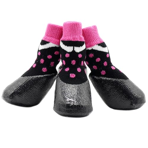 Kronabelle 4 x Hundesocken mit elastischen Eigenschaften und Punktemuster, idealer Pfotenschutz für große Rassen von Kronabelle