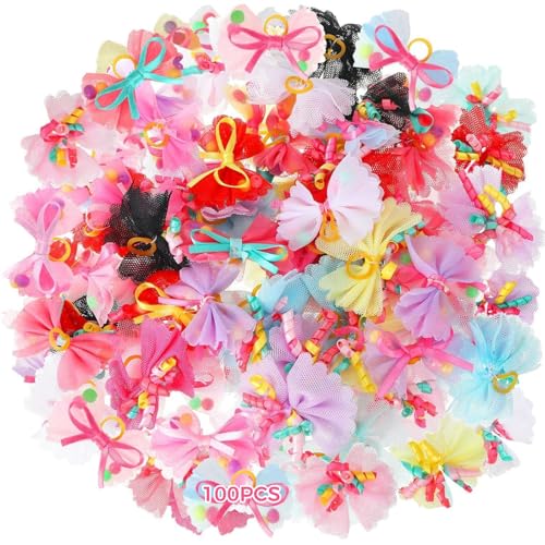 Kronabelle Acryl- und Gummimaterial, für Hunde, Katzen, Kaninchen, tägliche Fellpflege, flauschiges Design in verschiedenen Stilen, 100 Stück Tierhaarschleifen mit elastischen Bändern, kleine Kronabelle Acryl- und Gummimaterial, für Hunde, Katzen, Kaninchen, tägliche Fellpflege, flauschiges Design in verschiedenen Stilen, 100 Stück Tierhaarschleifen mit elastischen Bändern, kleine von Kronabelle