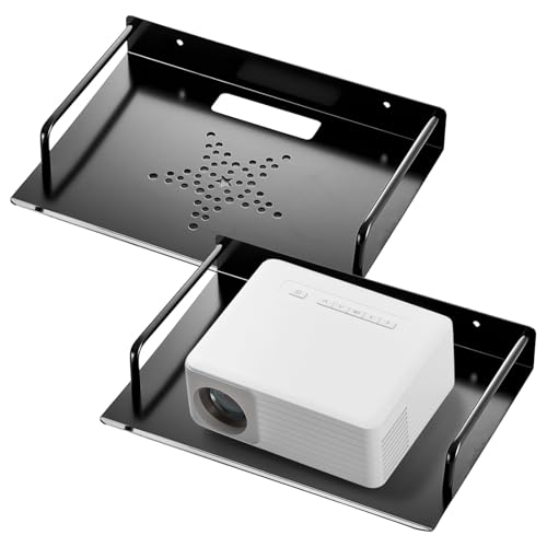 Kronabelle Aluminium-Ständer für AV-Geräte, robustes Medien-Regal mit Kabelmanagement, universelle Projektor-Halterung, 2 Stück, Projektor-Wandregal mit Sternbelüftung von Kronabelle