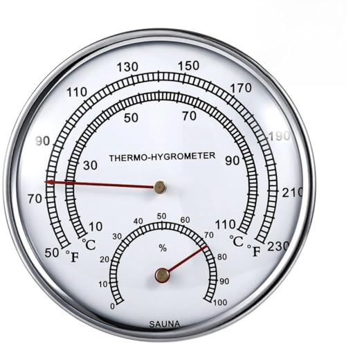 Kronabelle Dual Function Sauna Thermometer und Hygrometer, Innentemperatur Luftfeuchtigkeitsmesser mit großem Zifferblatt, ideal für Dampf- und Saunaräume von Kronabelle