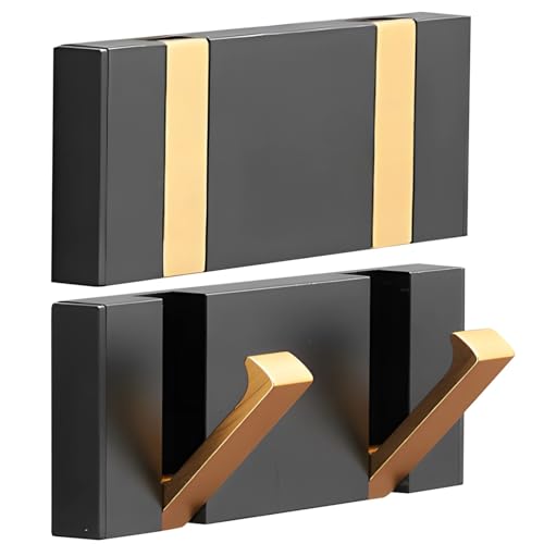 Kronabelle Haken, Schwarz und Gold, Aluminium-Legierung, Klapphaken, 2 Stück Doppel-Klapphaken, selbstklebend oder Schraubmontage Kronabelle Haken, Schwarz und Gold, Aluminium-Legierung, Klapphaken, 2 Stück Doppel-Klapphaken, selbstklebend oder Schraubmontage von Kronabelle